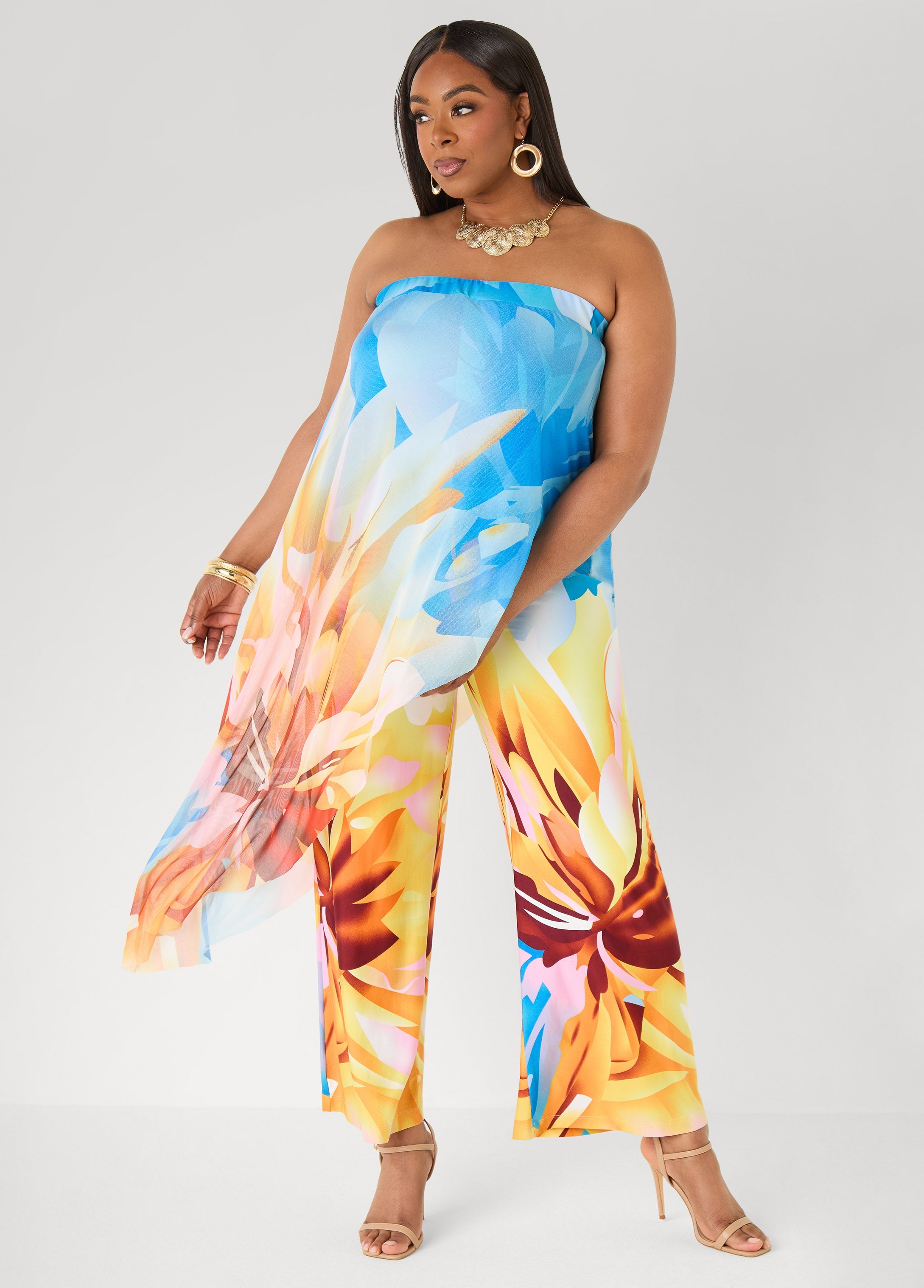 Layered Floral Print Jumpsuit