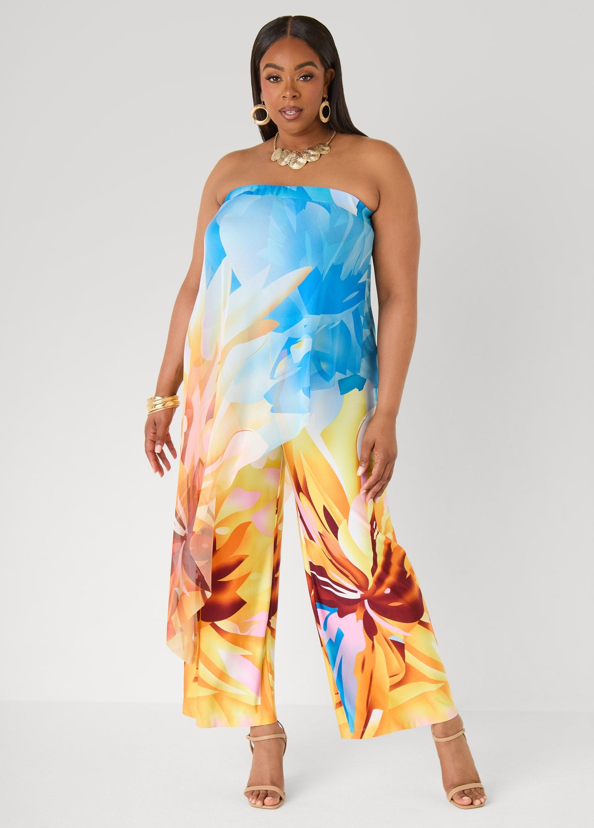 Layered Floral Print Jumpsuit