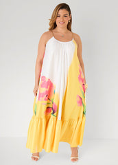 Chain Trimmed Floral Maxi Dress