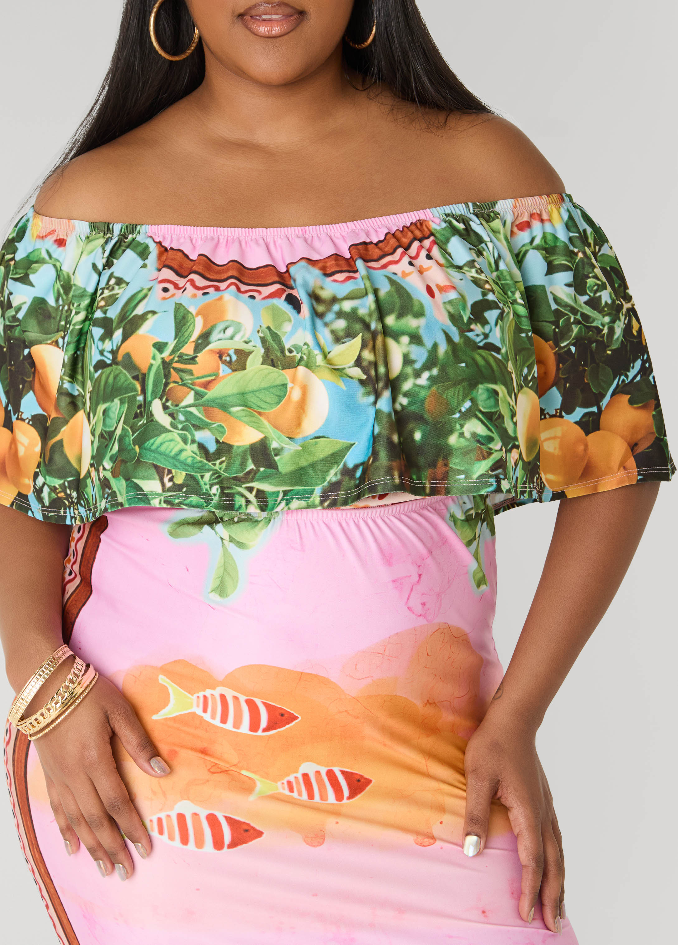Tall Printed Off The Shoulder Dress