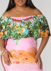 Tall Printed Off The Shoulder Dress