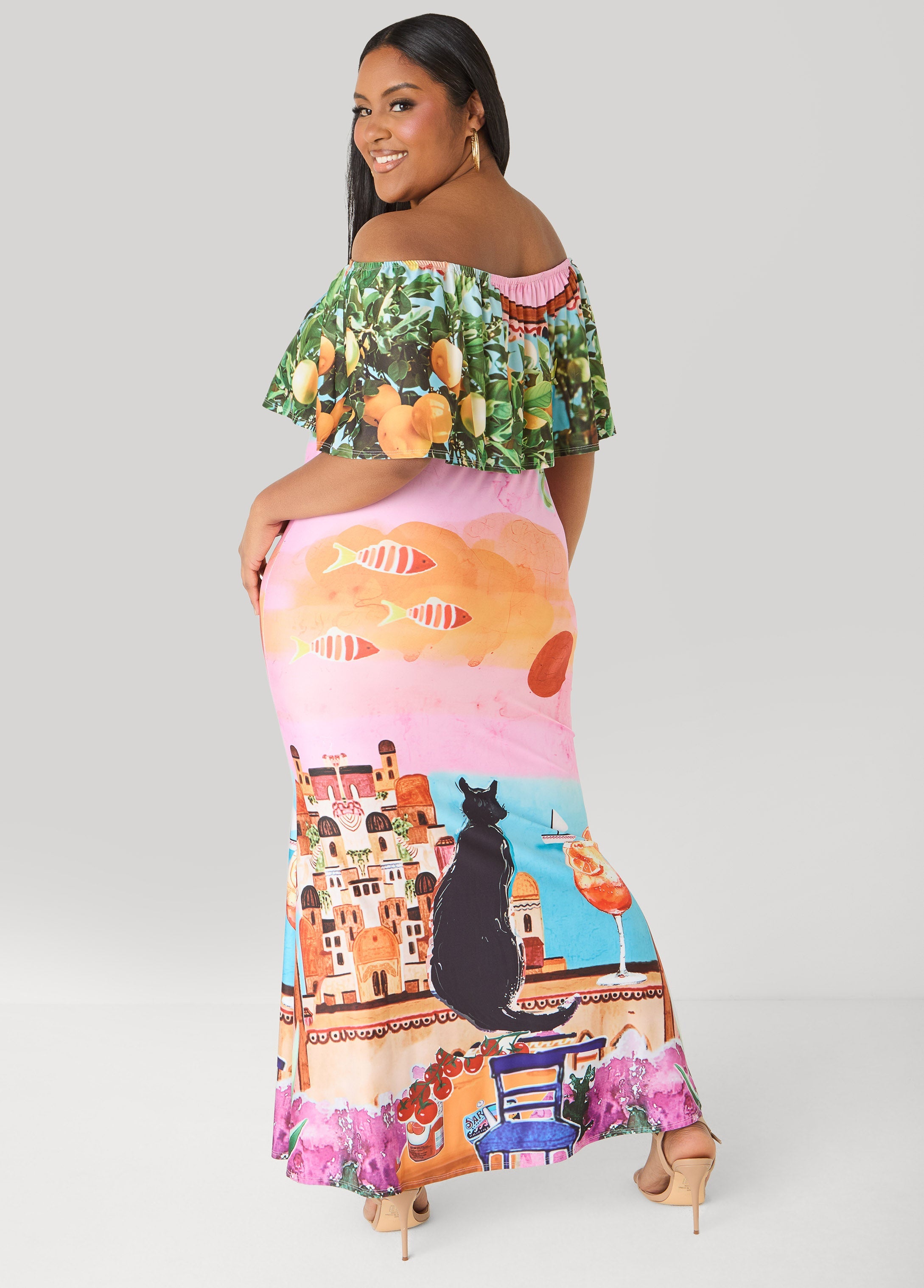 Tall Printed Off The Shoulder Dress