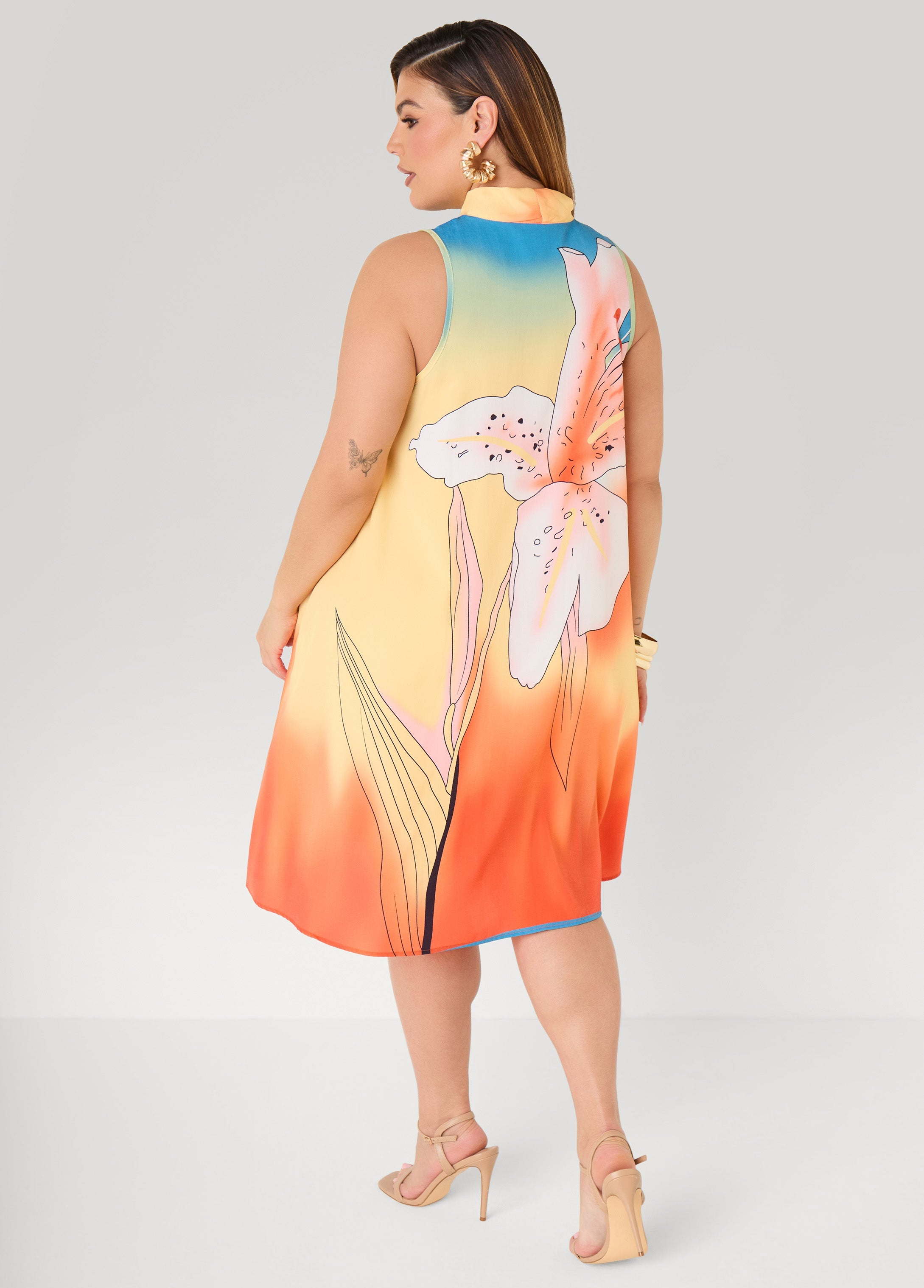 Tie Neck Floral Print Dress