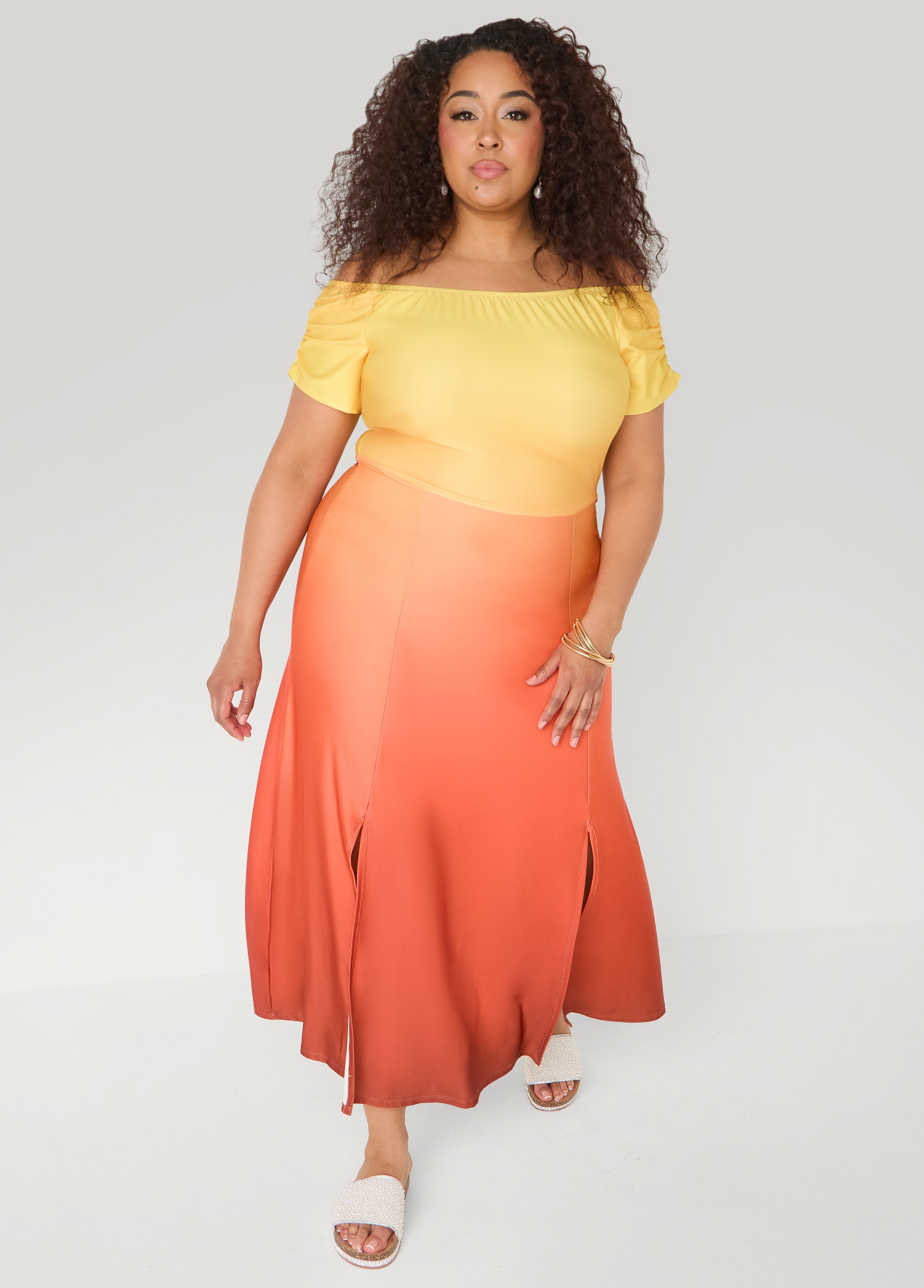 Ombre Off The Shoulder Maxi Dress