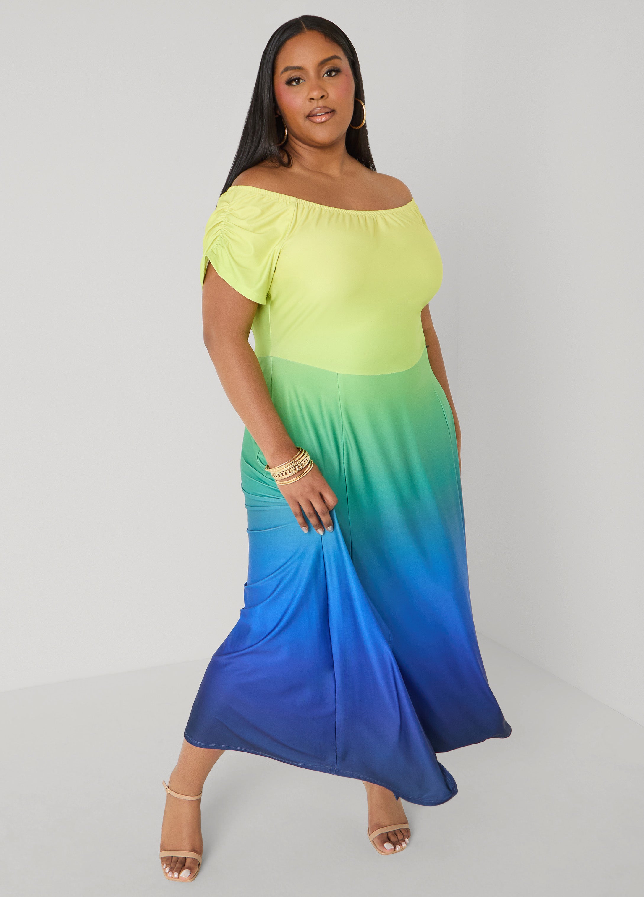 Tall Ombre Off The Shoulder Maxi Dress