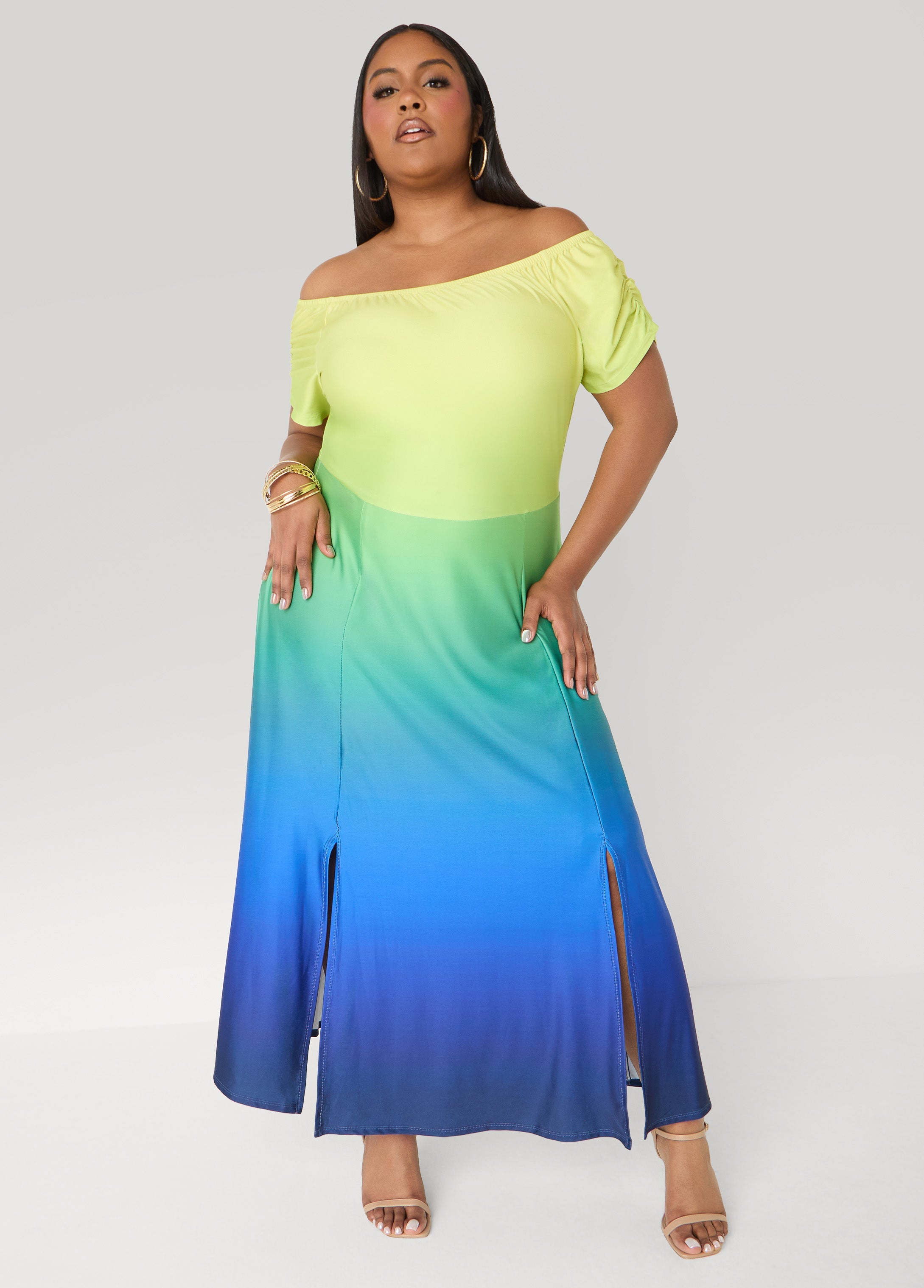 Tall Ombre Off The Shoulder Maxi Dress