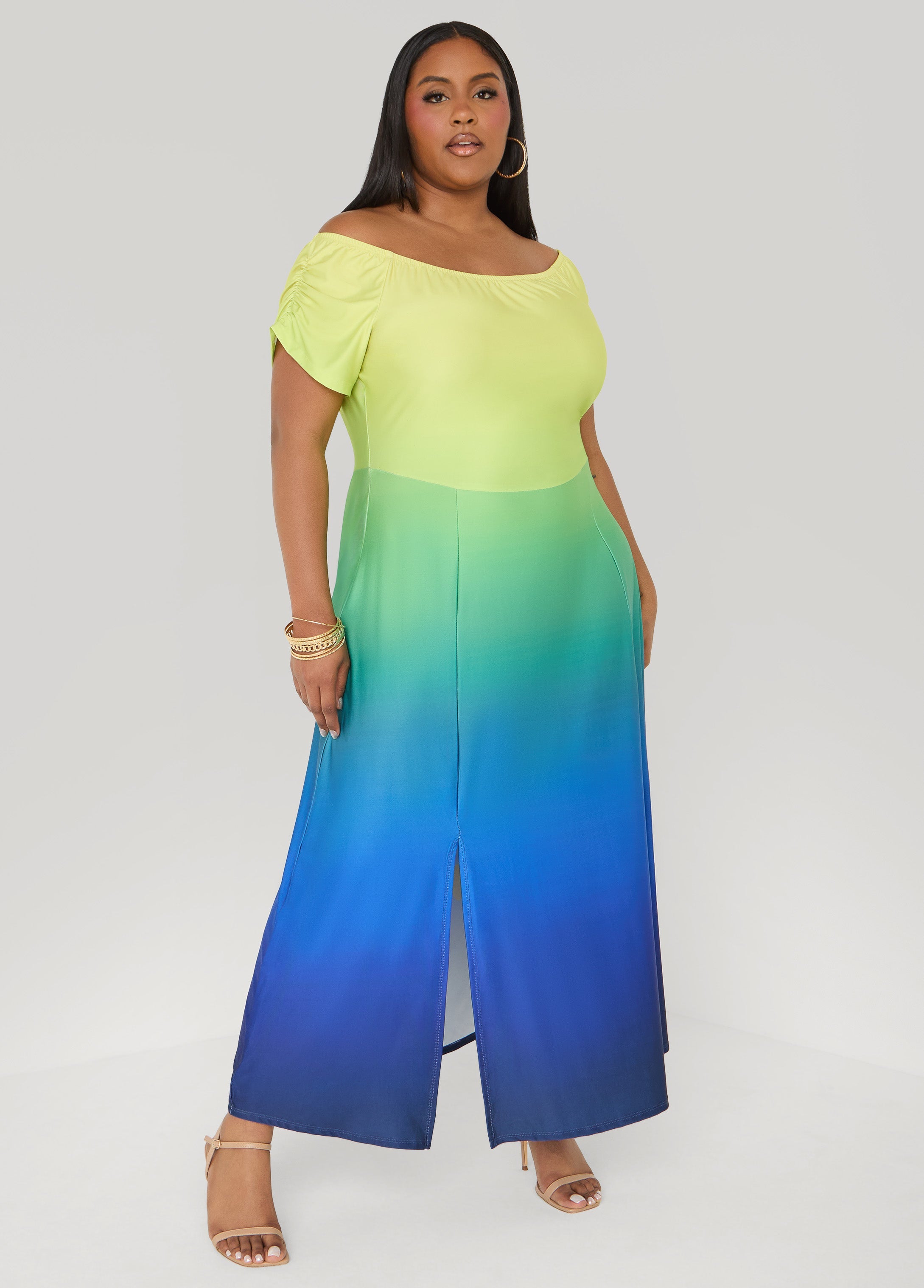 Tall Ombre Off The Shoulder Maxi Dress