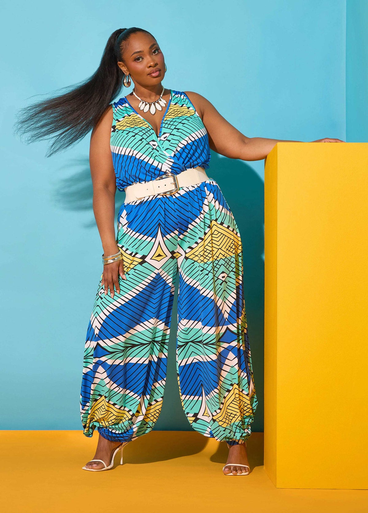 Printed Balloon Leg Jumpsuit