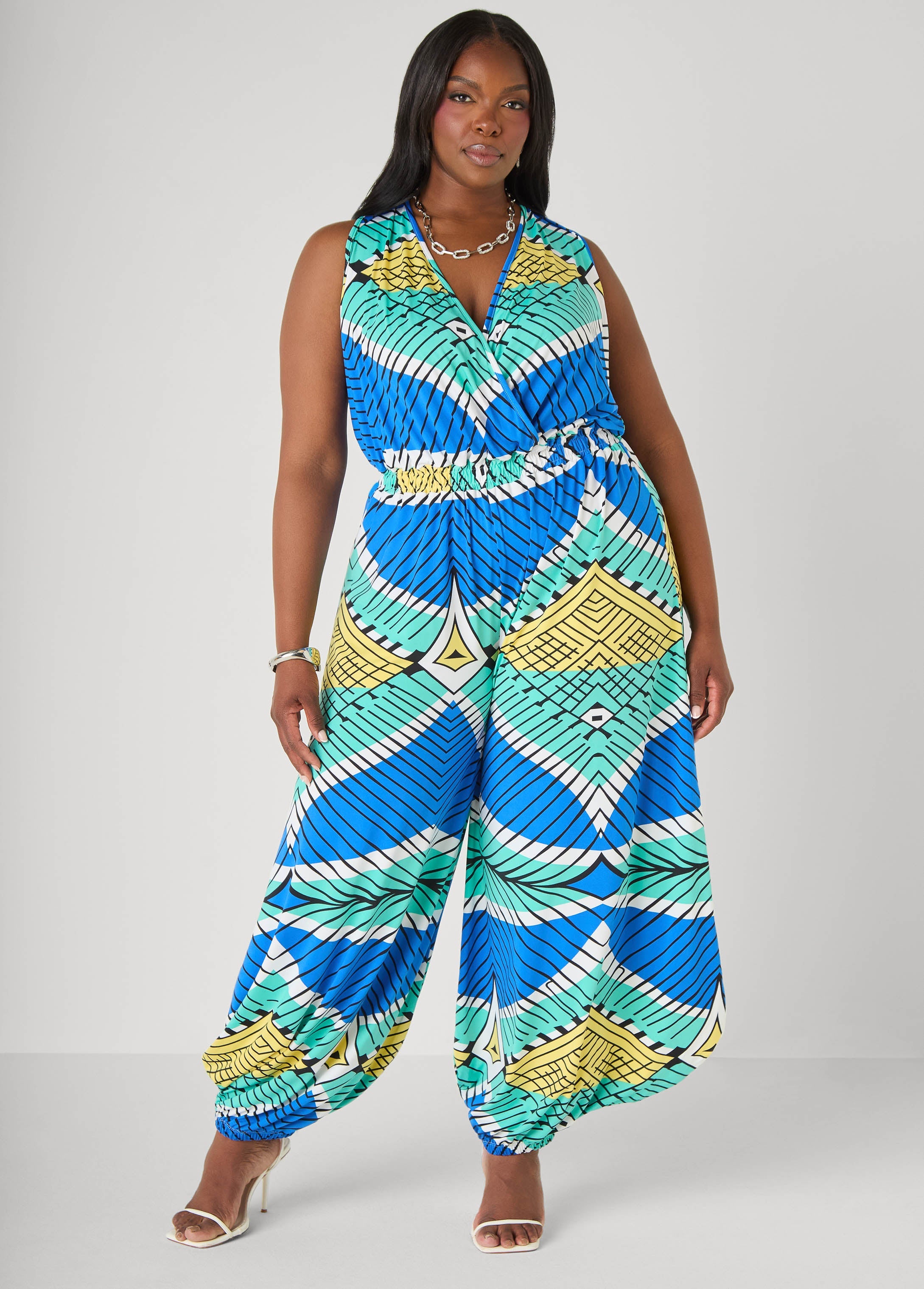 Printed Balloon Leg Jumpsuit