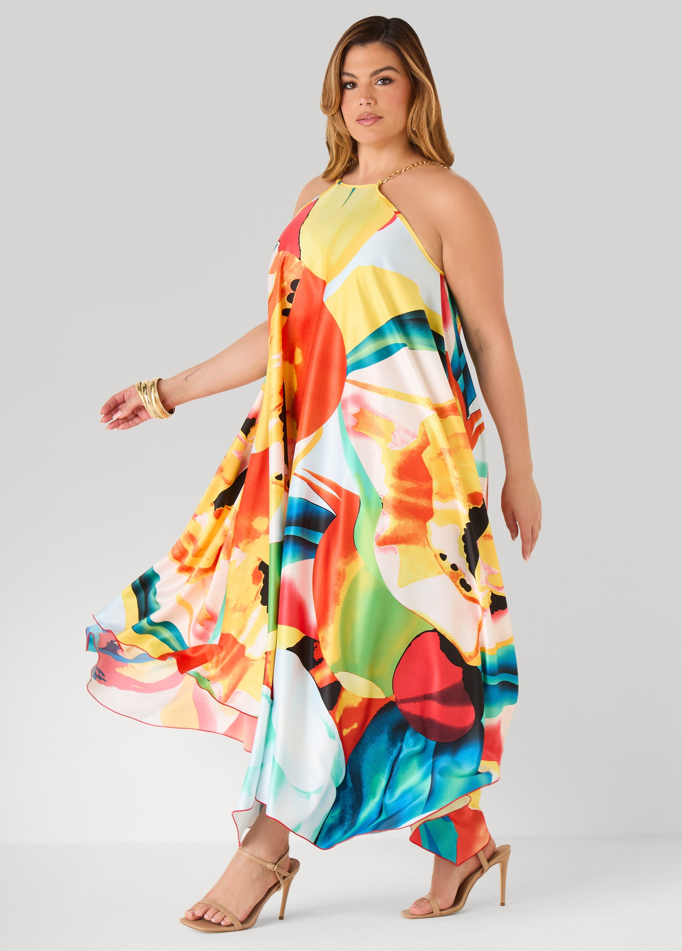Floral Chain Trimmed Maxi Dress