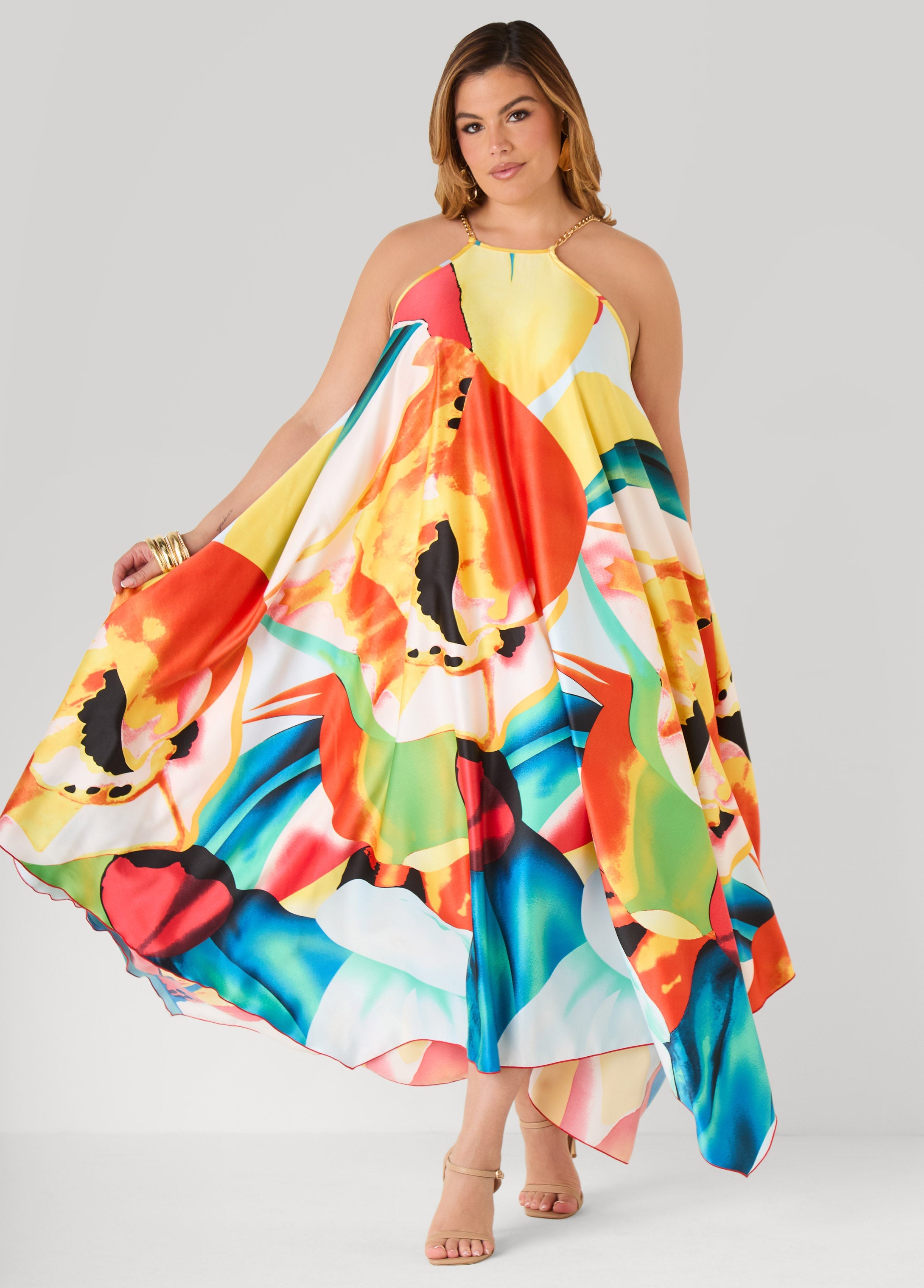Floral Chain Trimmed Maxi Dress