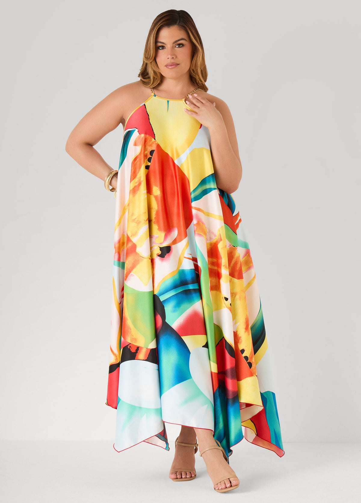 Floral Chain Trimmed Maxi Dress