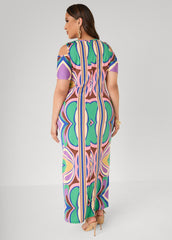 Tall Cold Shoulder Printed Maxi Dress