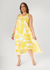 Cape Effect Abstract Midaxi Dress