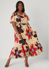Off The Shoulder Floral Maxi Dress