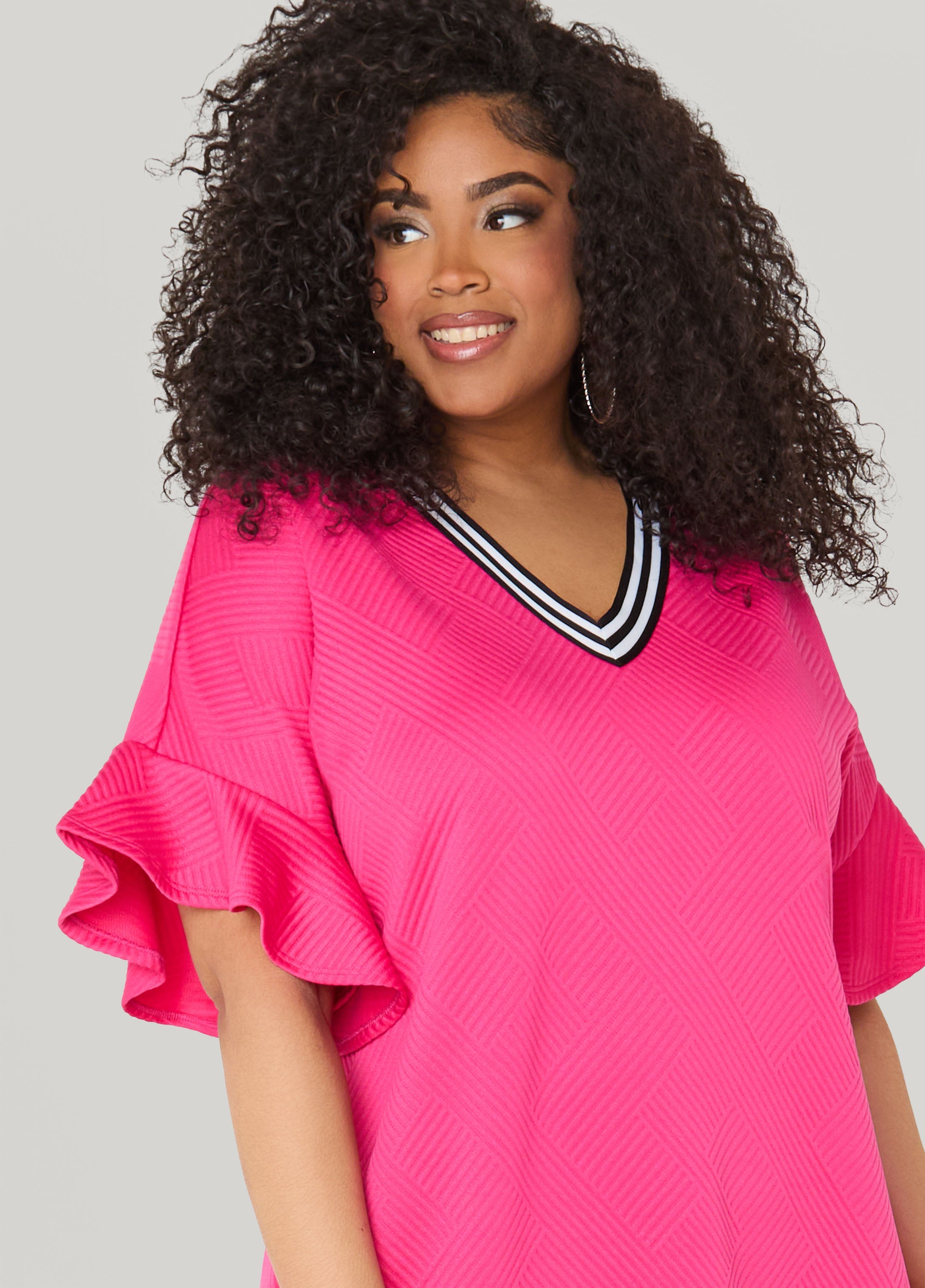 Ruffled Textured Babydoll Dress