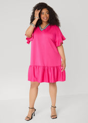 Ruffled Textured Babydoll Dress