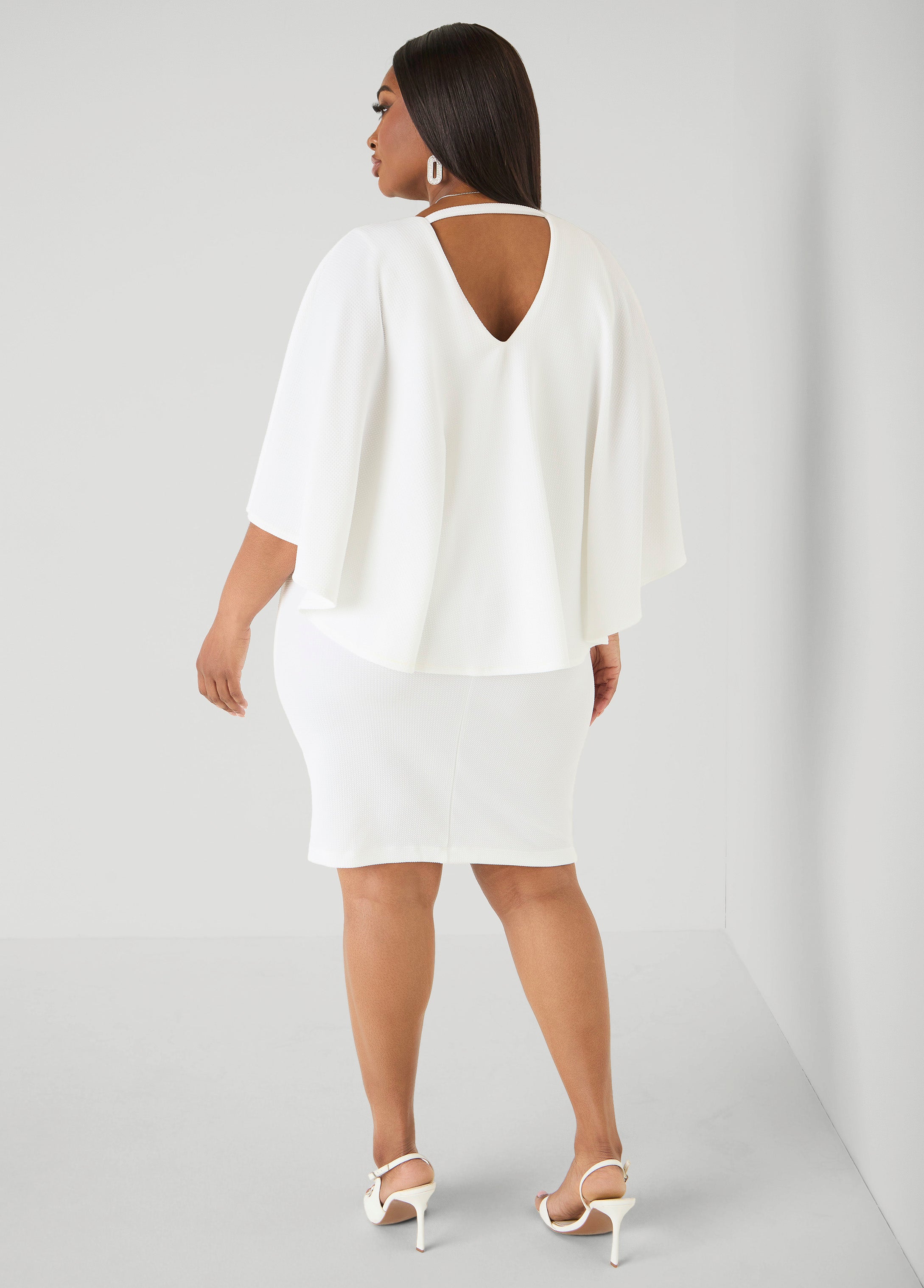 Textured Cape Sheath Dress