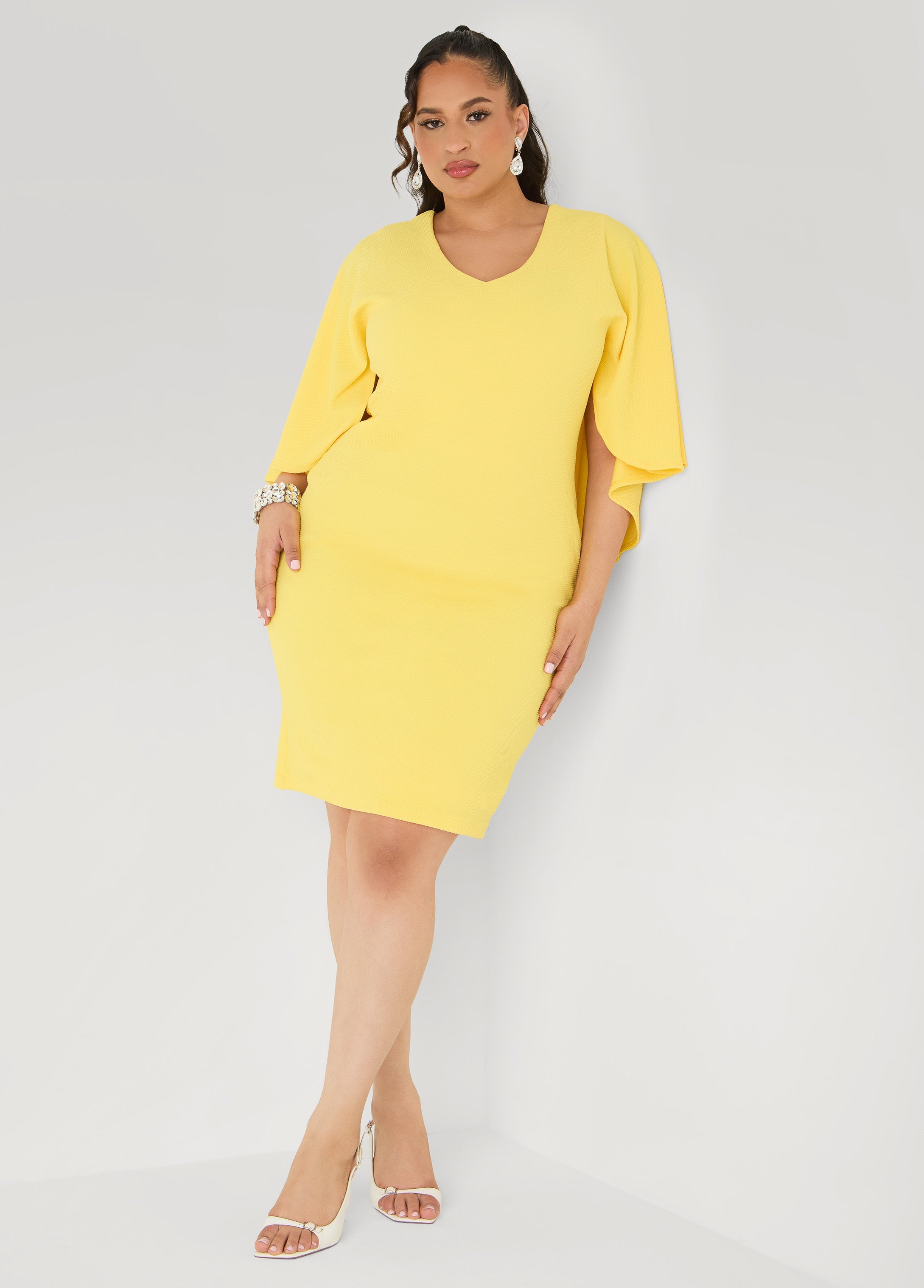 Textured Cape Sheath Dress