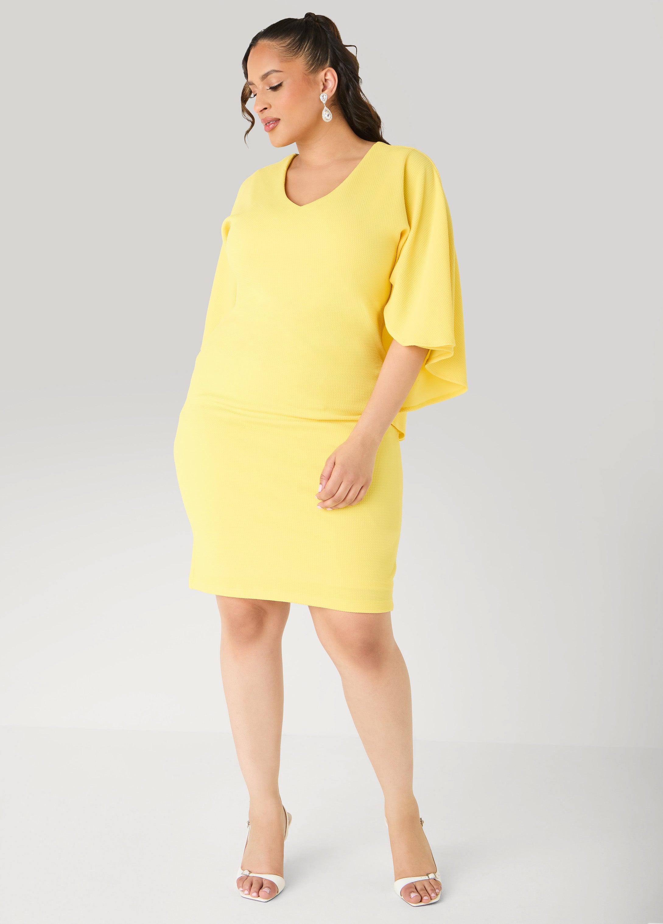 Textured Cape Sheath Dress