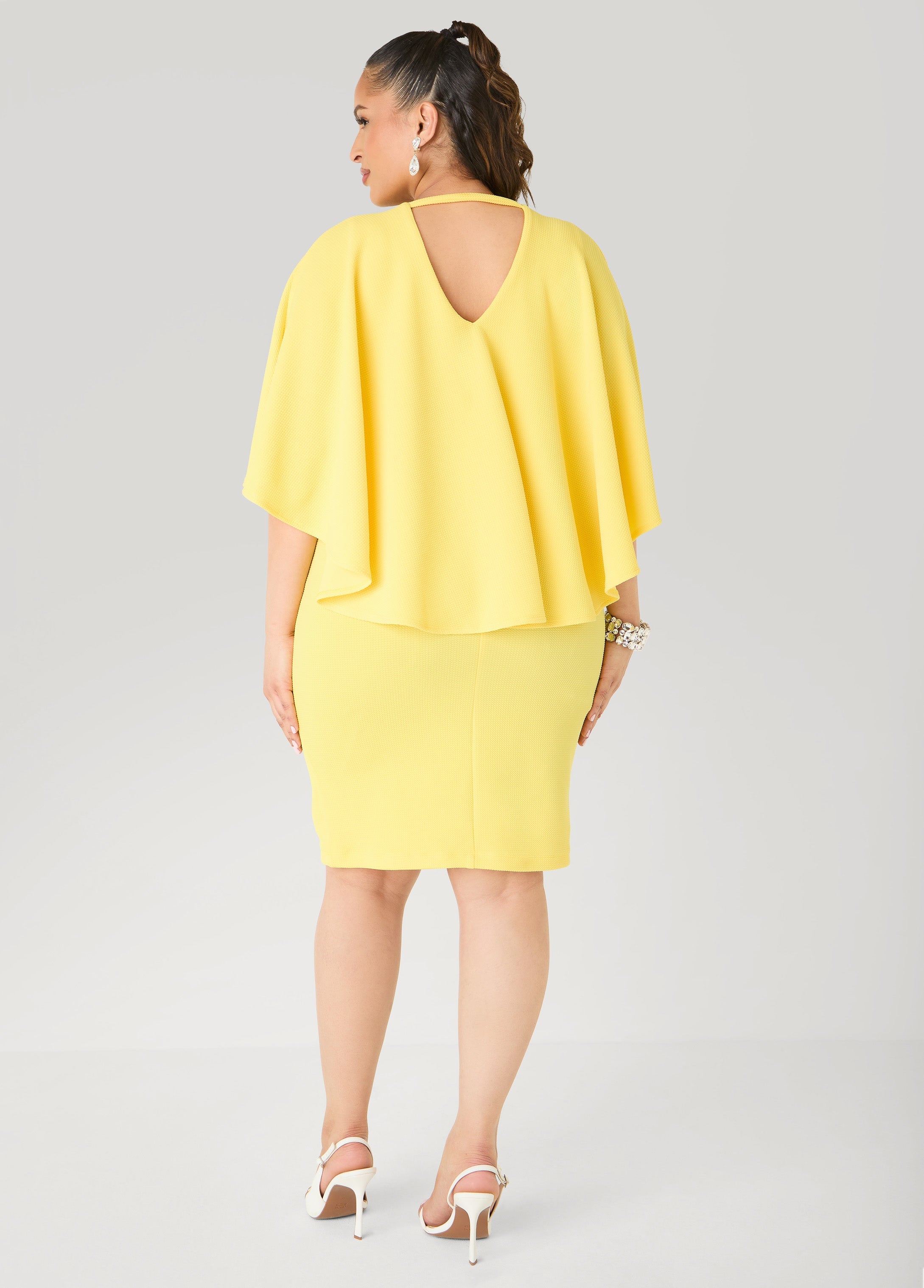 Textured Cape Sheath Dress