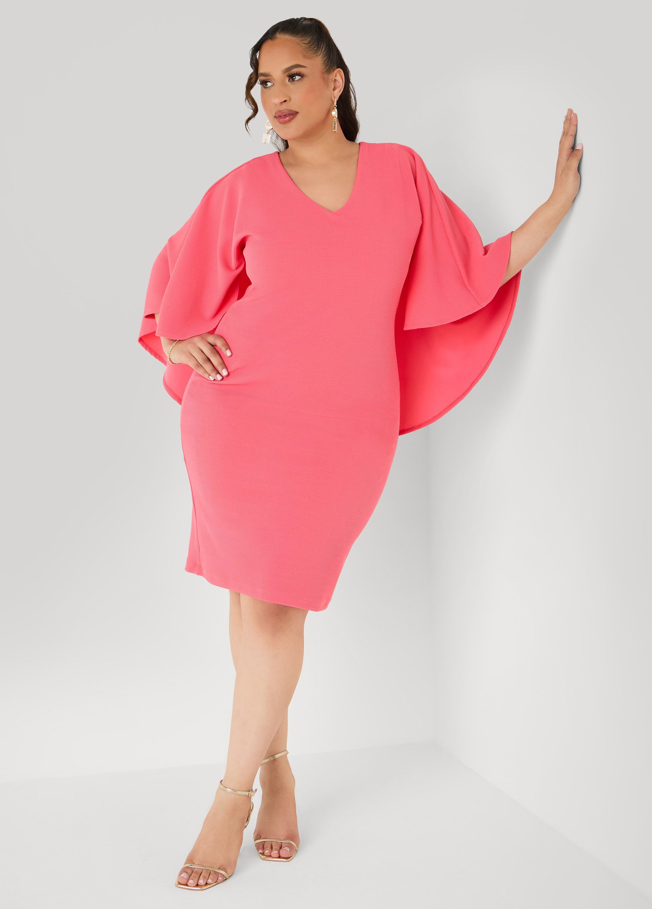 Textured Cape Sheath Dress
