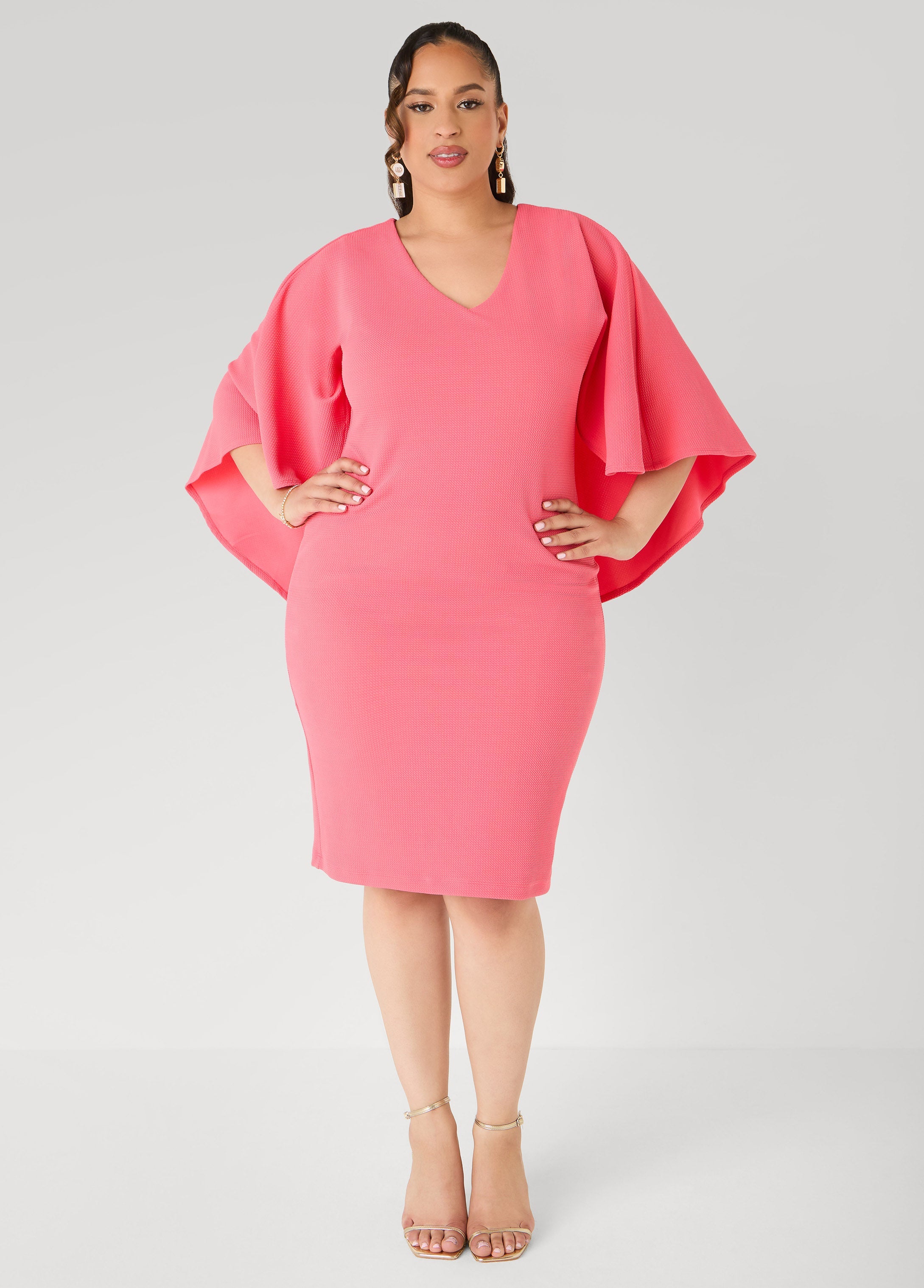 Textured Cape Sheath Dress