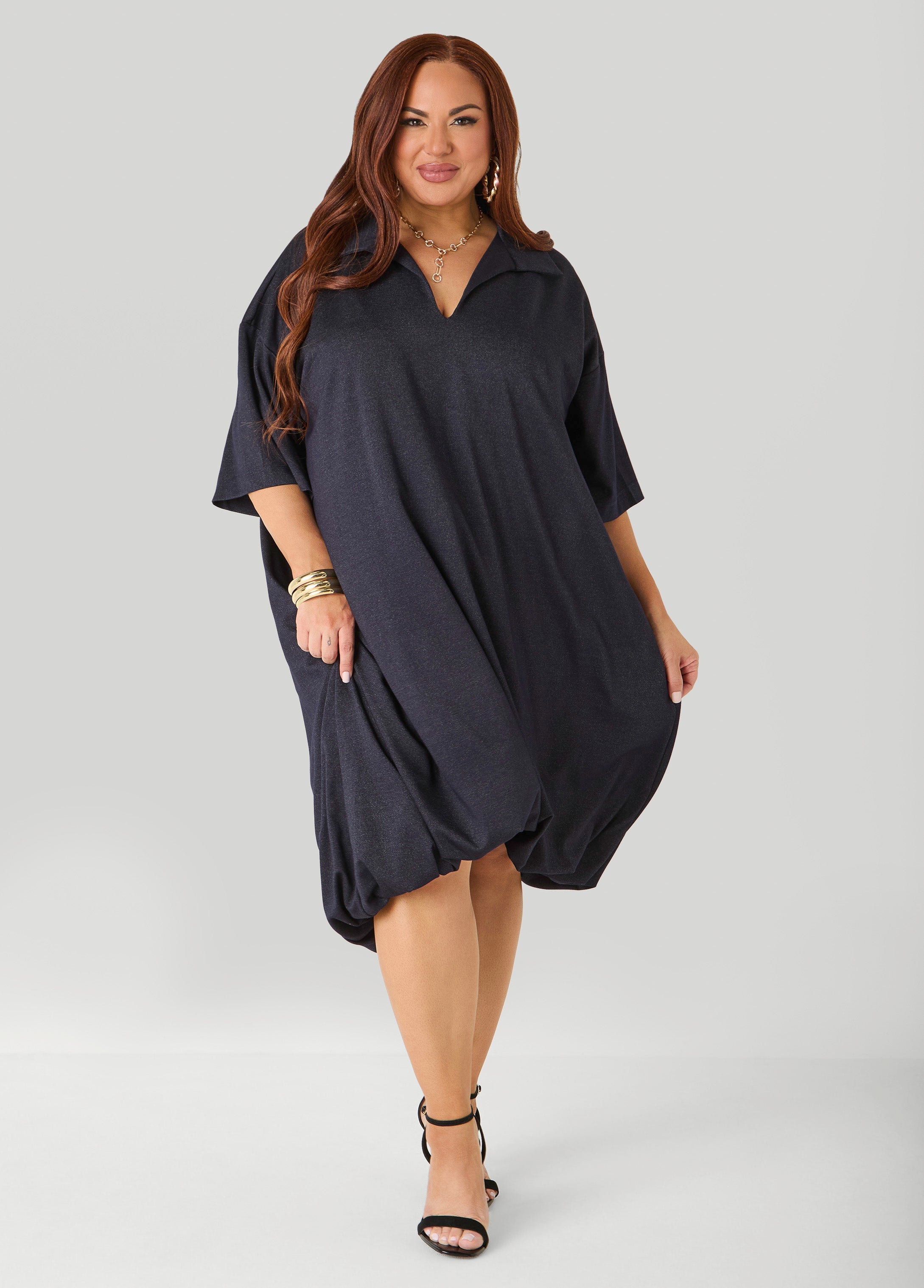 Denim Hi Low Bubble Dress