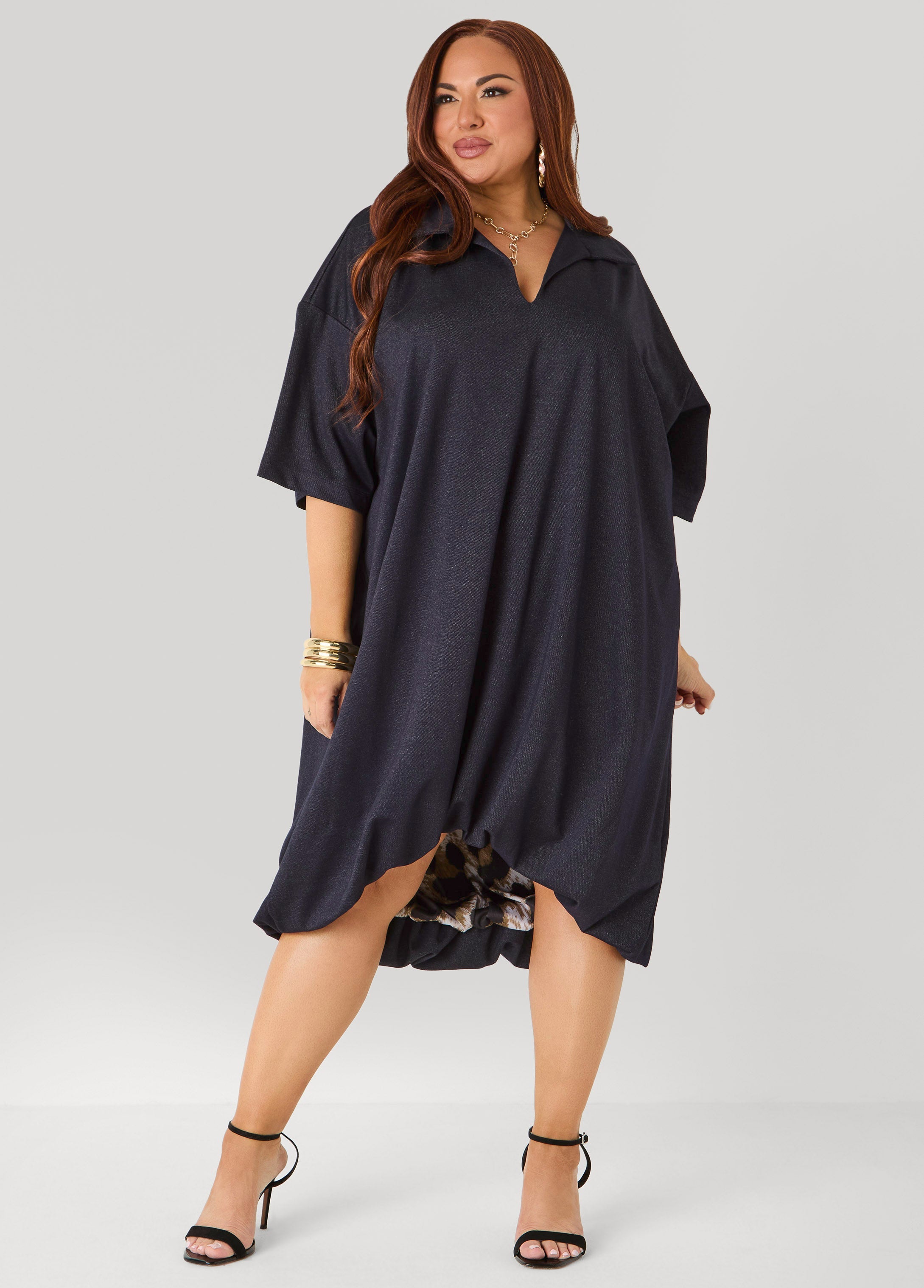 Denim Hi Low Bubble Dress