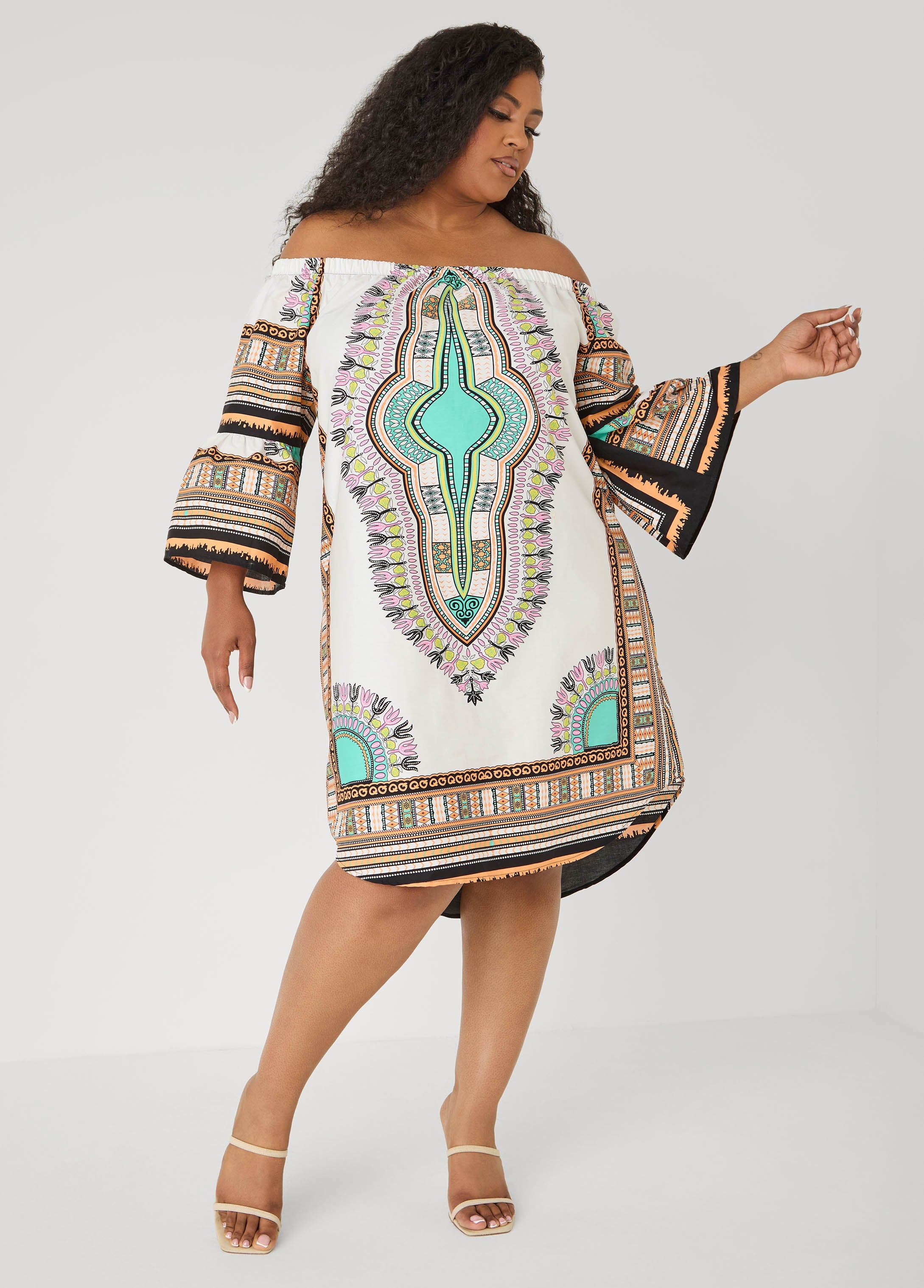 Off The Shoulder Printed Dress