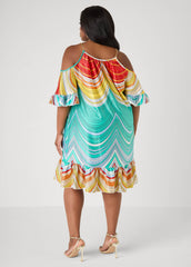 Cold Shoulder Striped Dress