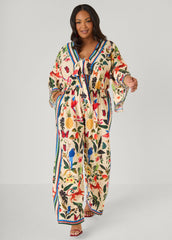 Tie Front Tropical Print Jumpsuit