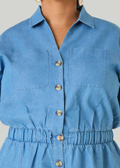 Cuffed Chambray Romper