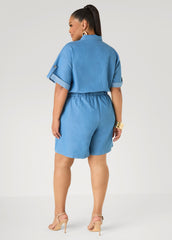 Cuffed Chambray Romper