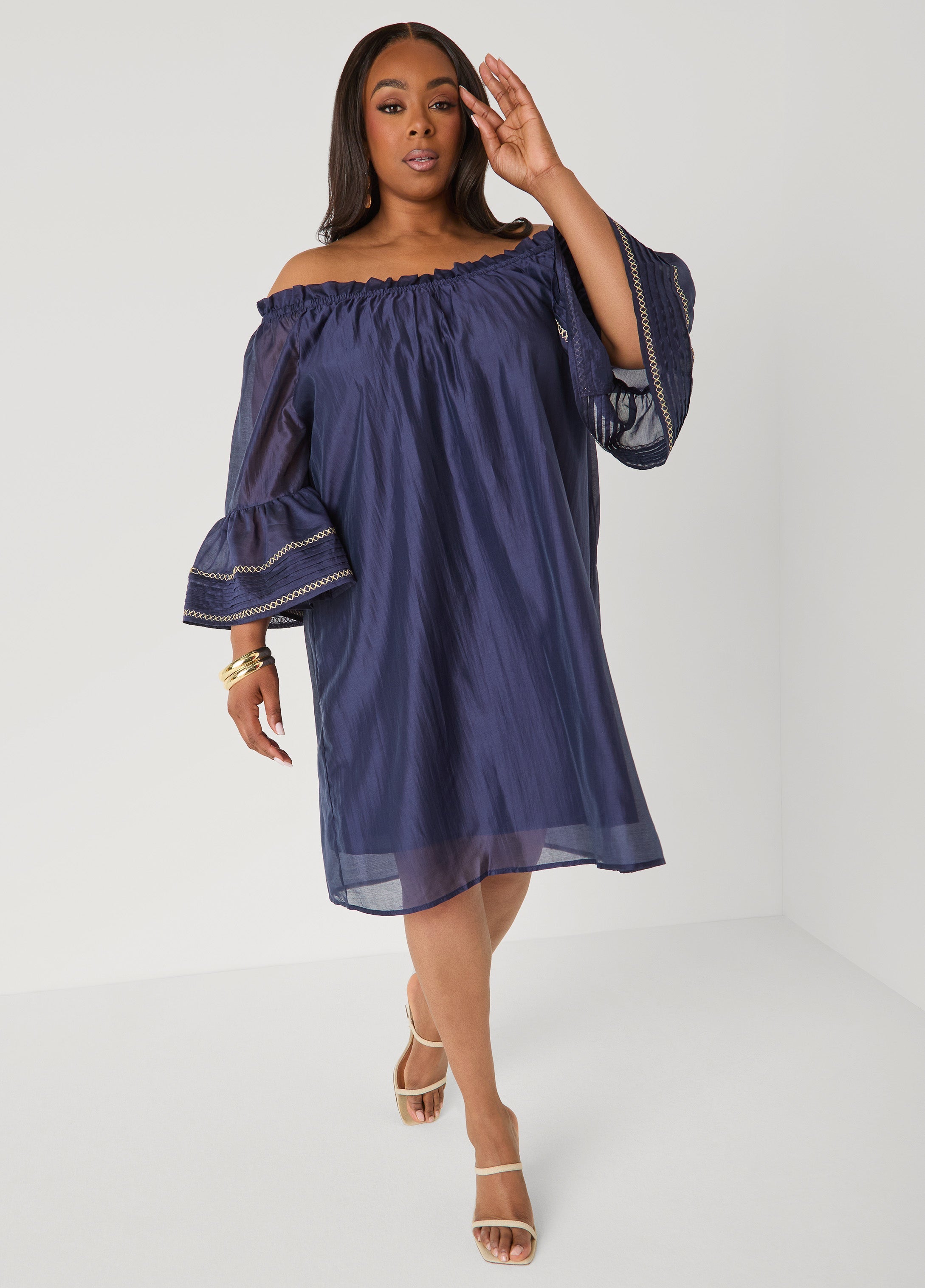 Embroidered Off The Shoulder Dress