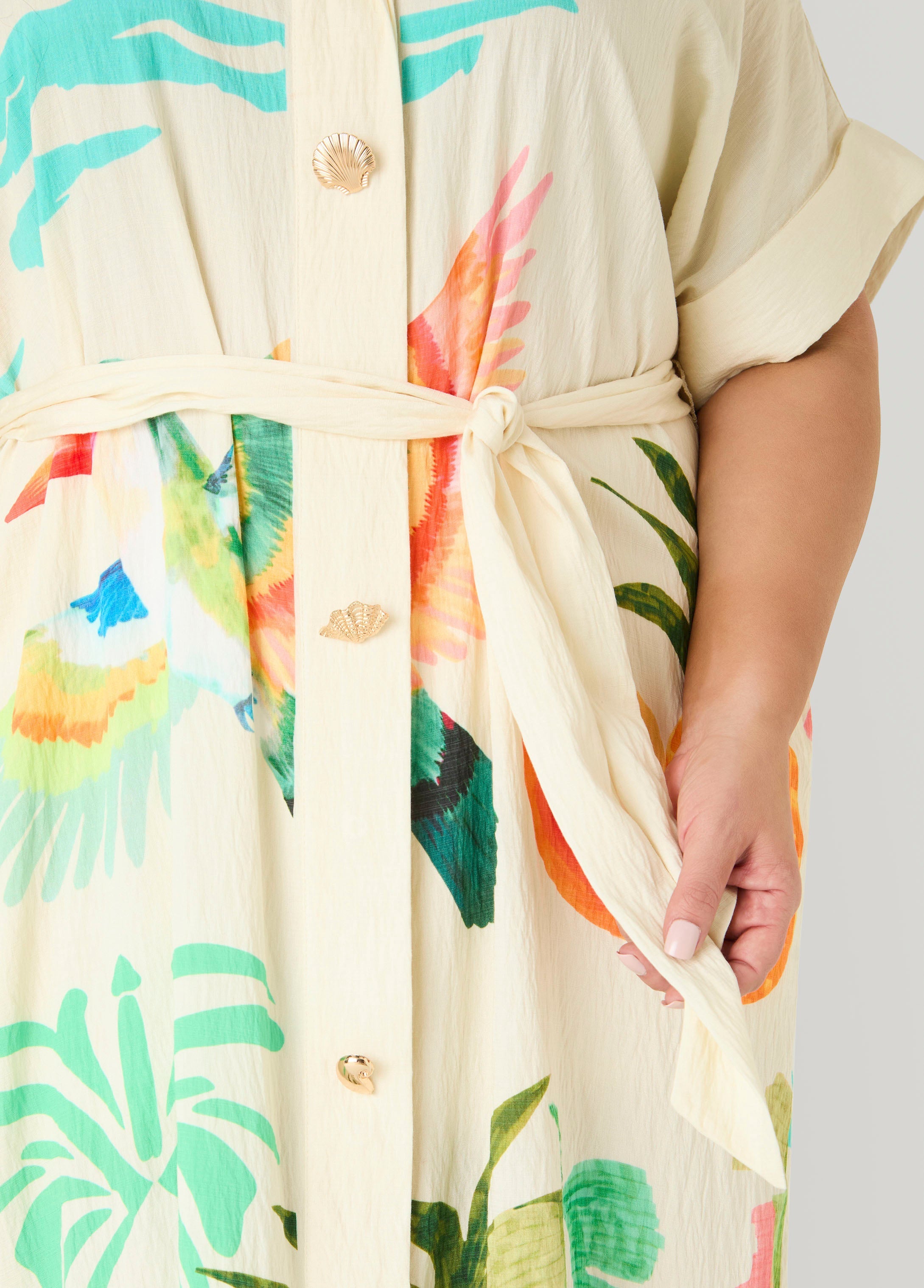 Tropical Print Maxi Shirtdress