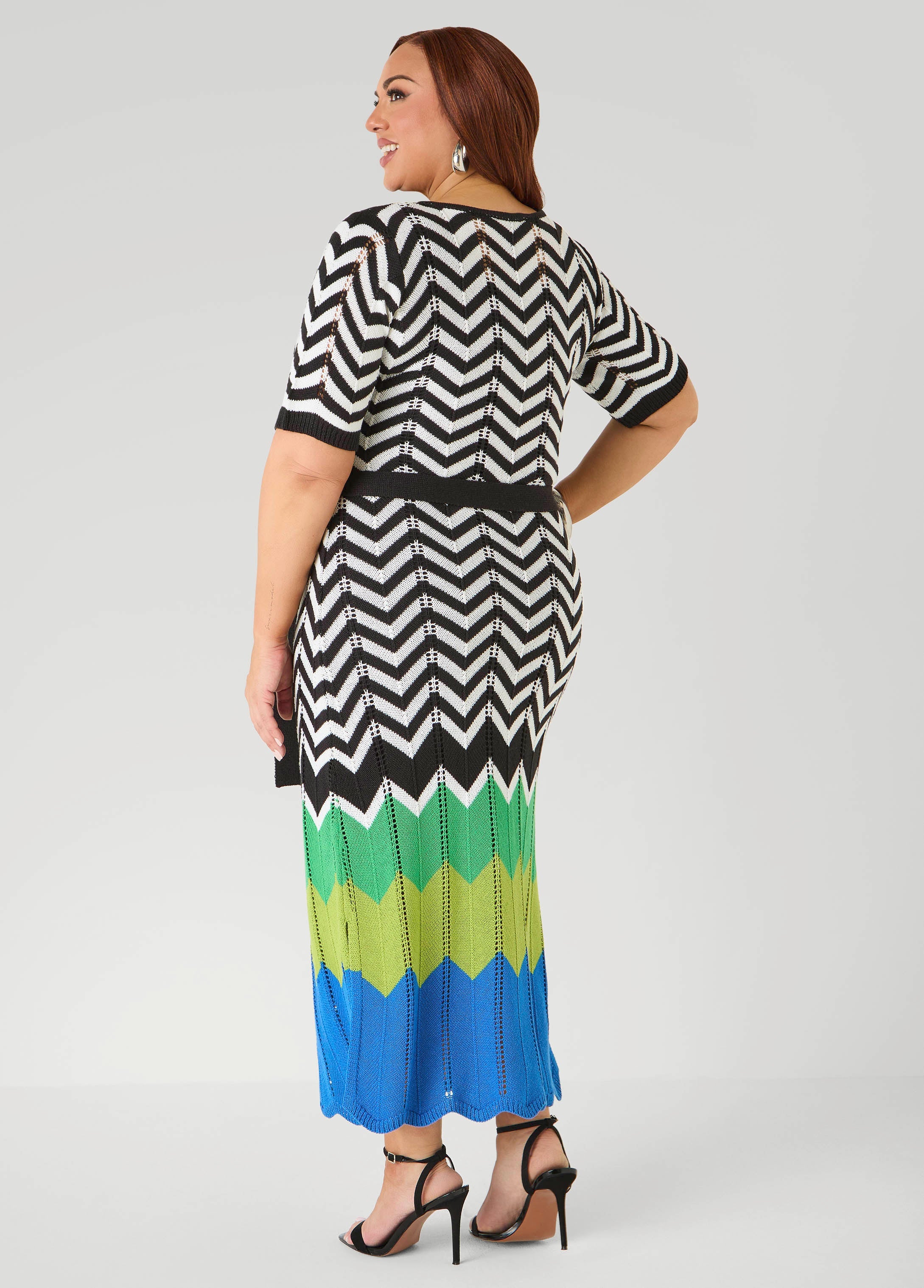 Zig Zag Pointelle Maxi Dress
