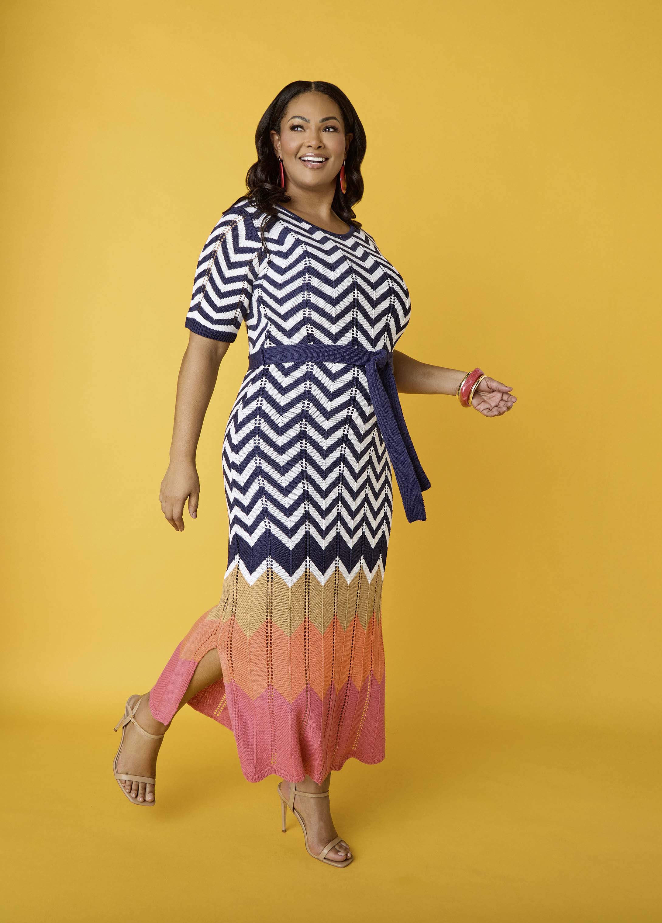 Zig Zag Pointelle Maxi Dress
