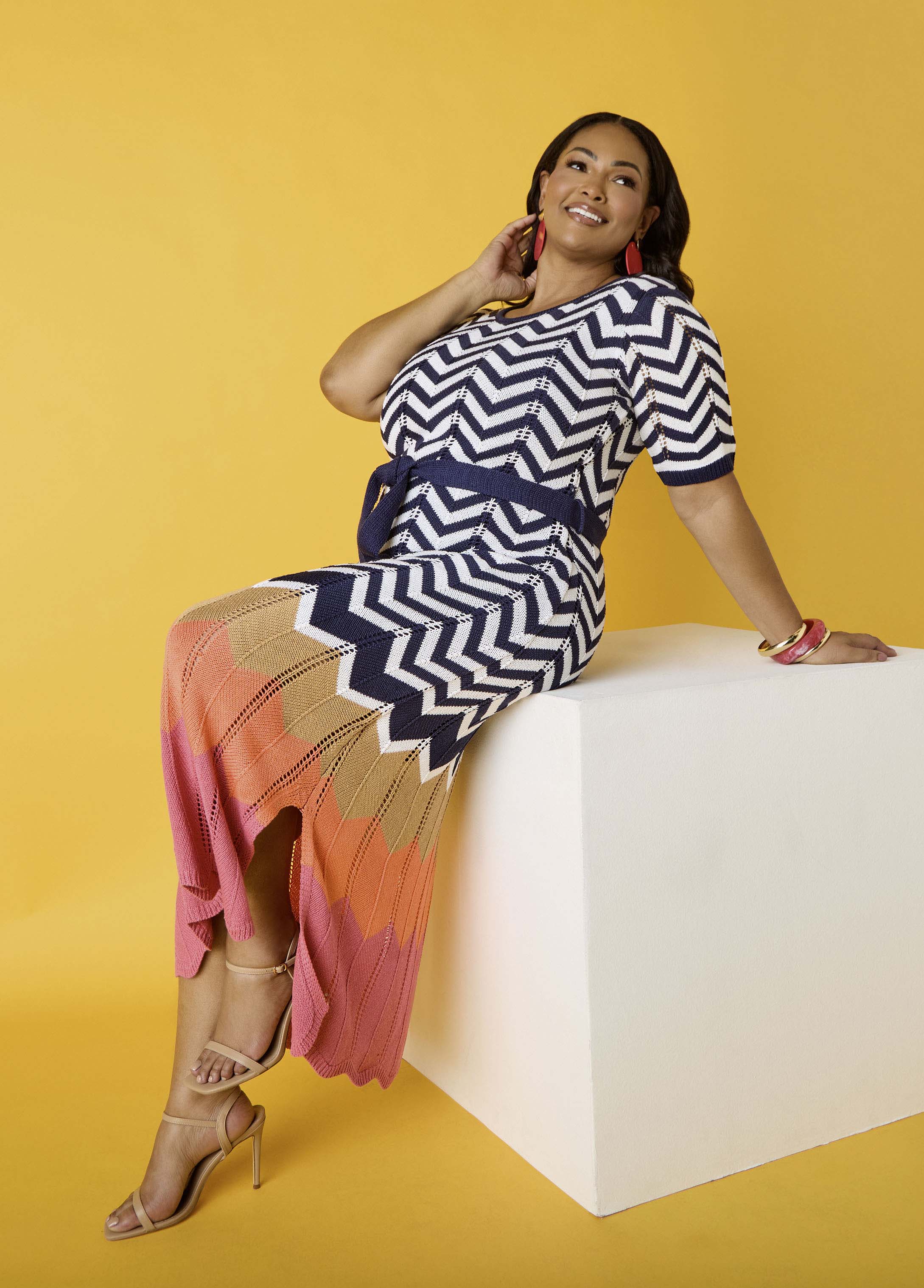 Zig Zag Pointelle Maxi Dress