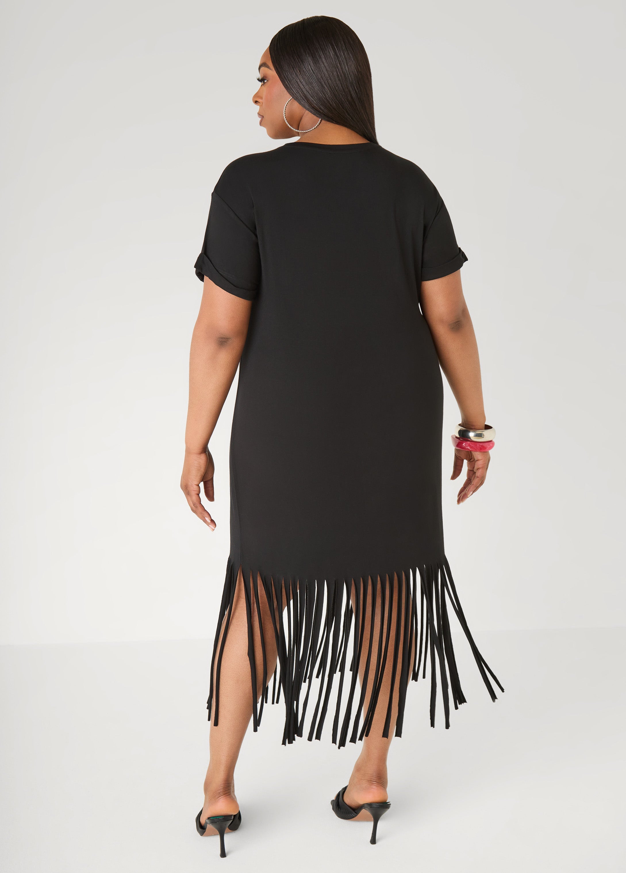 Healing Era Fringed T Shirt Dress