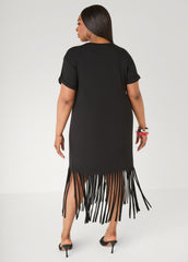 Healing Era Fringed T Shirt Dress