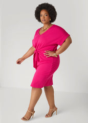 Textured Tie Front Dress