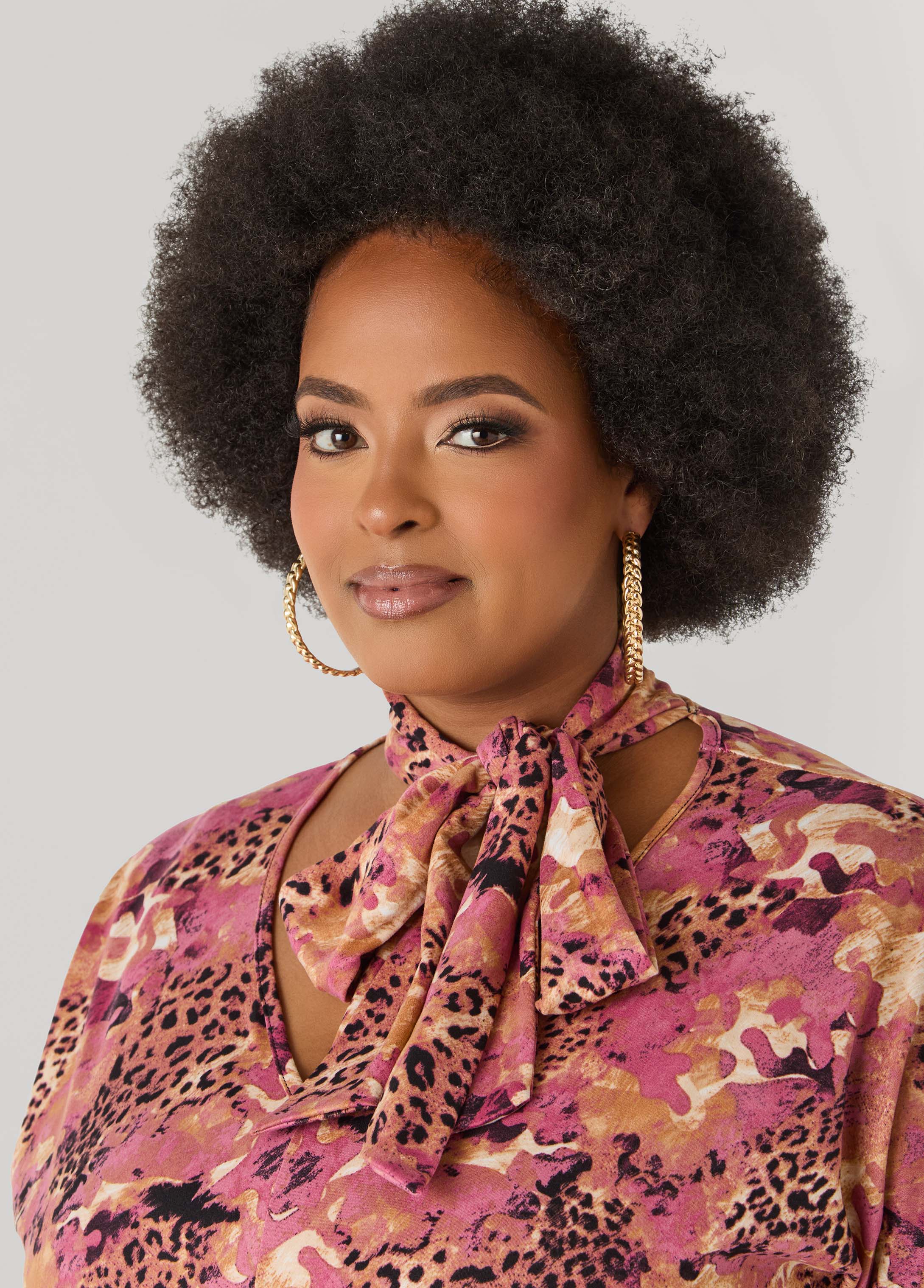 Tie Neck Printed Midaxi Dress