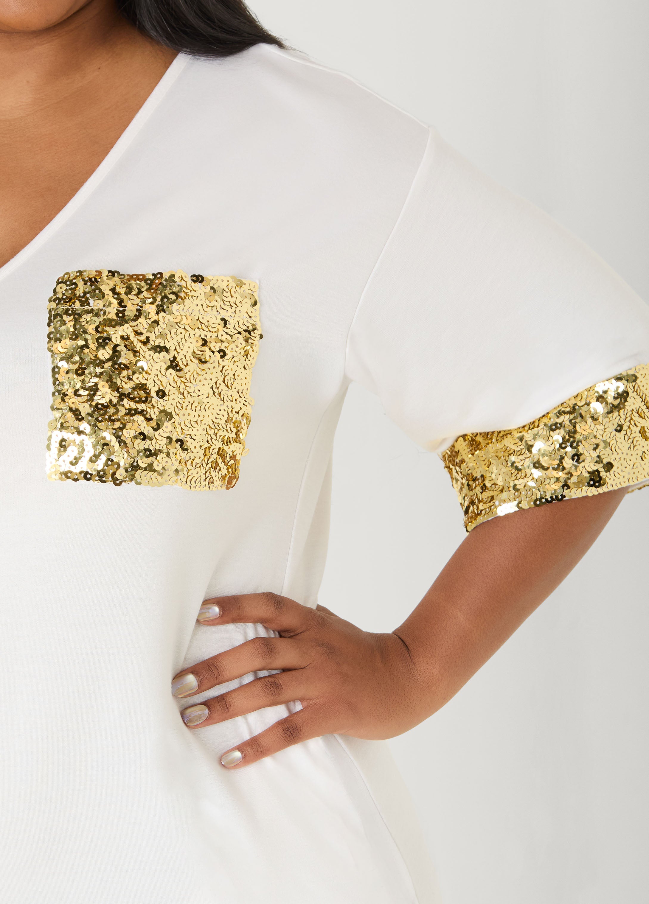 Sequined Terry T Shirt Dress