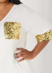 Sequined Terry T Shirt Dress