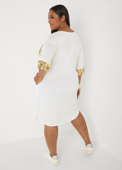 Sequined Terry T Shirt Dress