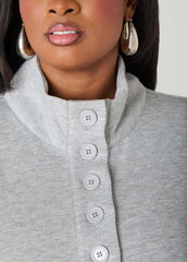 Button Front Sweatshirt Dress