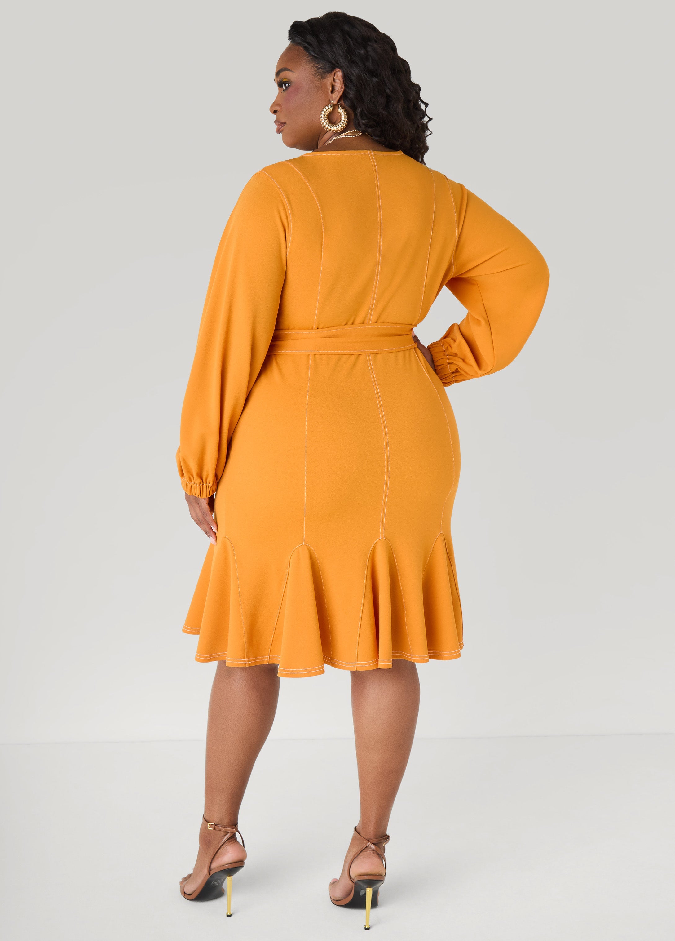 Flounced Seam Detailed Dress