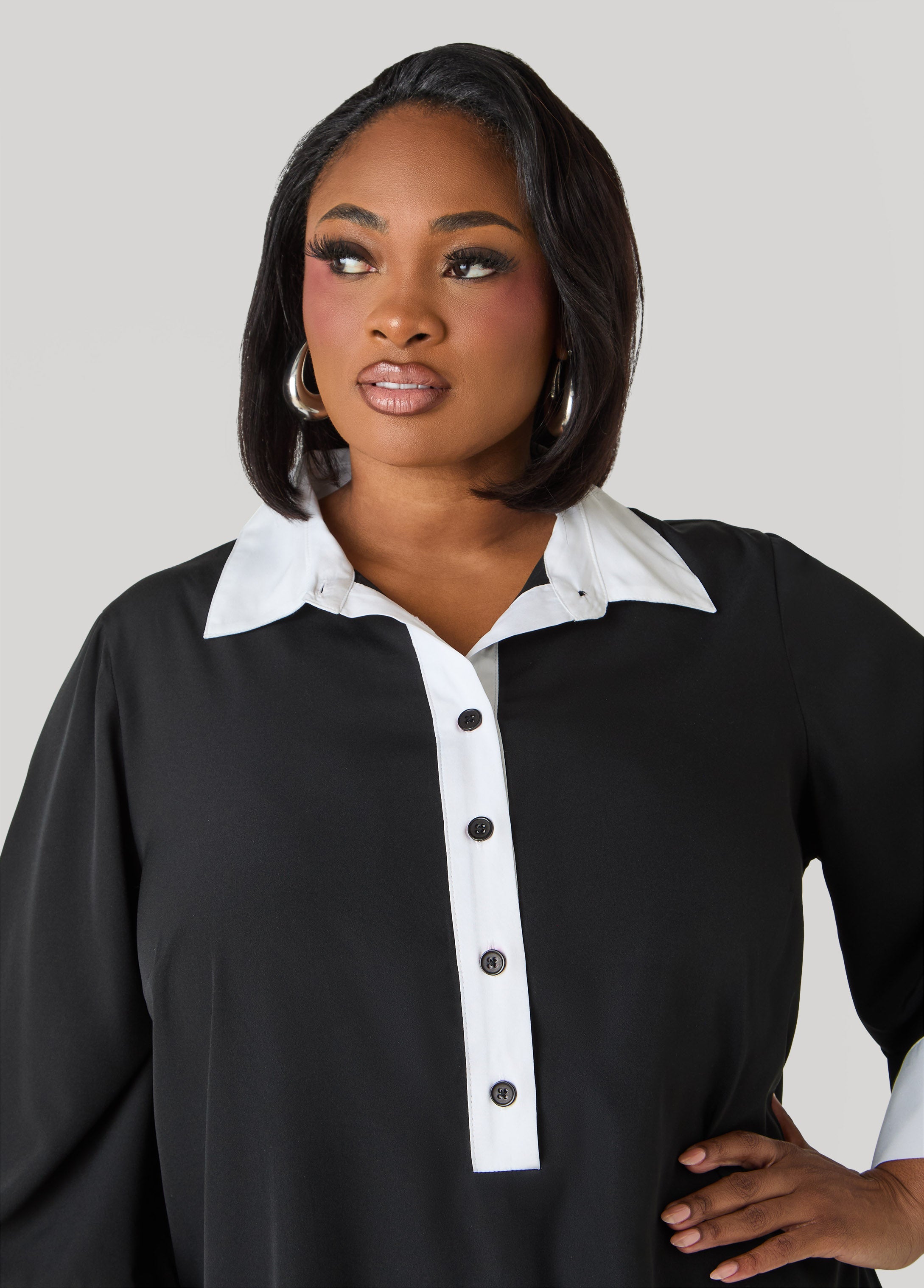 Two Tone Swing Shirtdress