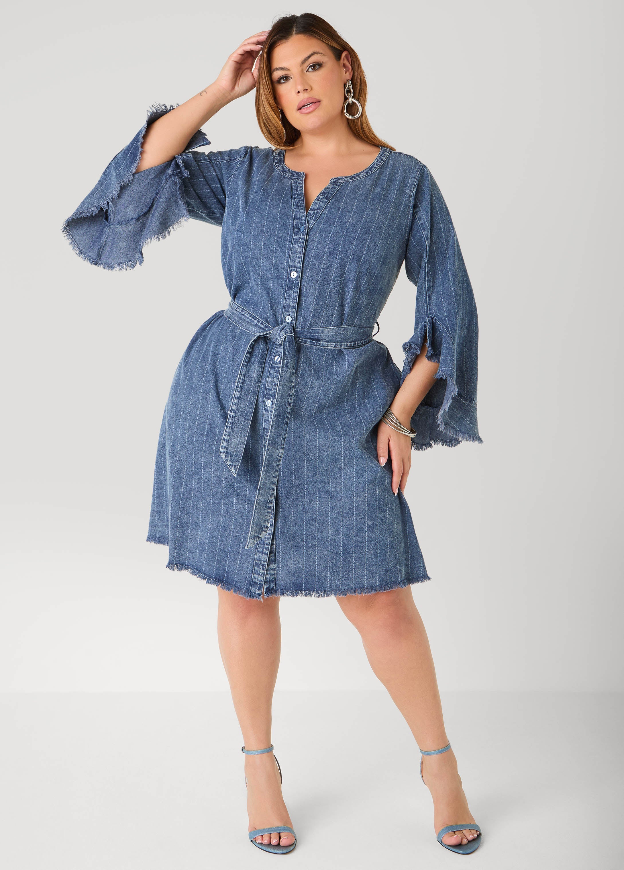 Striped Denim Shirtdress
